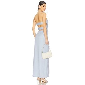 La Porte Romy Strapless Panel Back Maxi Dress in Cashmere Blue Light Baby Blue